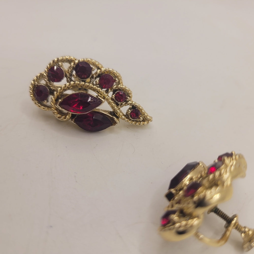 Gold and Red Earrings